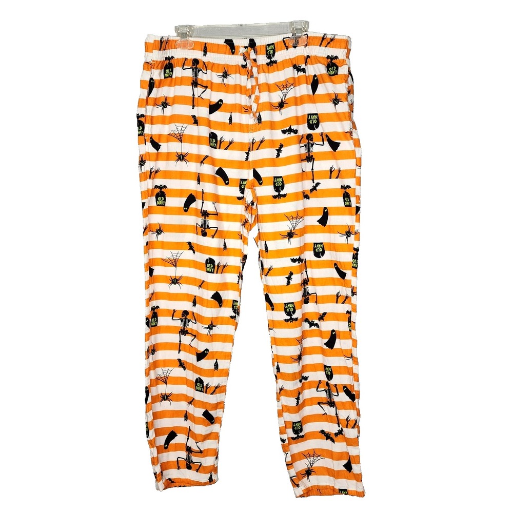 ON OLD NAVY Size XL Halloween Flannel Drawstring Elastic Waist Sustainable Pants